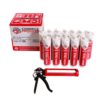 Seal-It Kit Starterskit met 12 kokers Seal-It 360 High-Tack kleur wit en een premium kitspuit, perfect voor sterke montage en afdichting op diverse ondergronden.